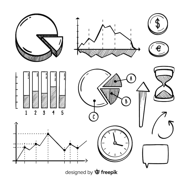 Vector gratuito conjunto de elementos de infografía dibujados a mano