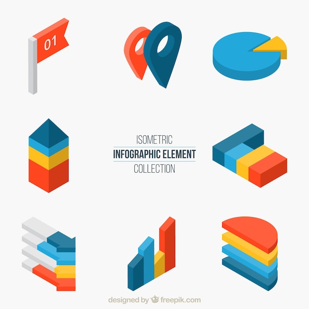 Conjunto de elementos de infografía en diferentes colores