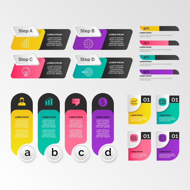 Conjunto de elementos de infografía empresarial