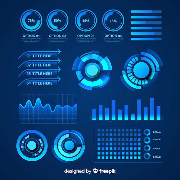 Conjunto de elementos de infografía futurista