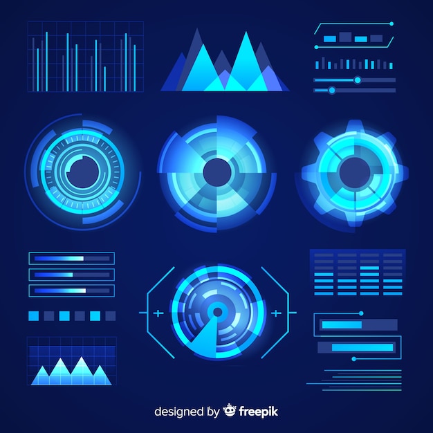 Conjunto de elementos de infografía futurista