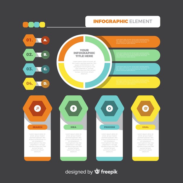 Conjunto de elementos de infografía plana