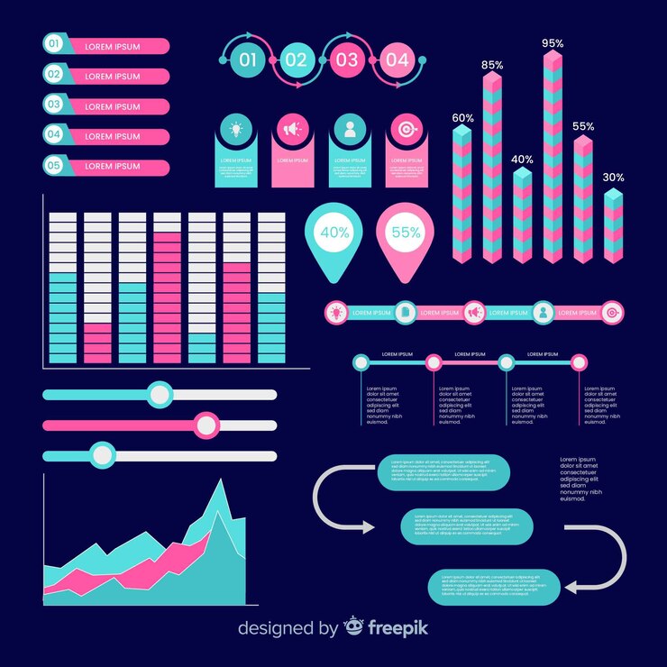 Vector gratuito conjunto de elementos de infografía plana