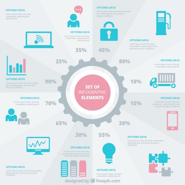 Vector gratuito conjunto de elementos de infografía