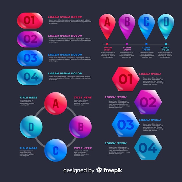 Conjunto de elementos infográficos coloridos