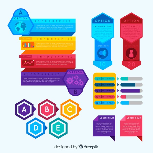 Conjunto de elementos infográficos coloridos
