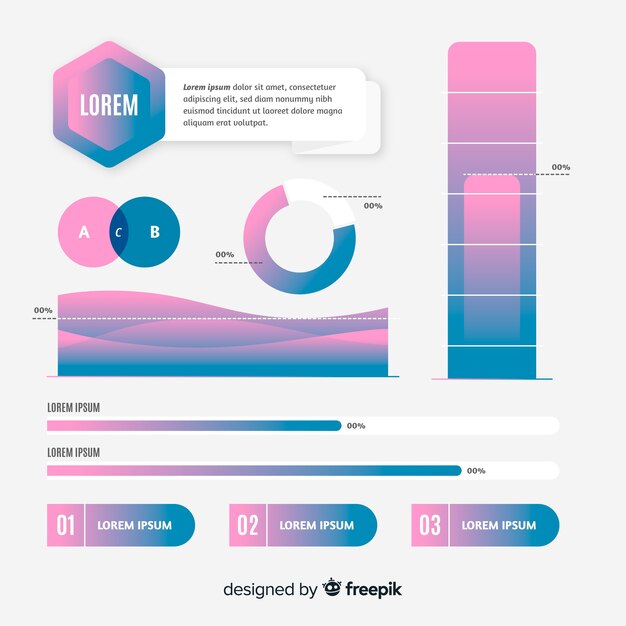Conjunto de elementos infográficos de diseño plano.