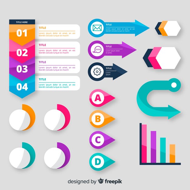 Conjunto de elementos infográficos de diseño plano