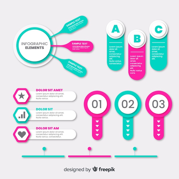 Conjunto de elementos infográficos planos.