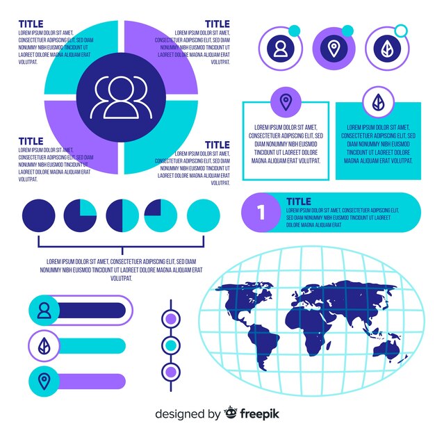 Conjunto de elementos infográficos planos.