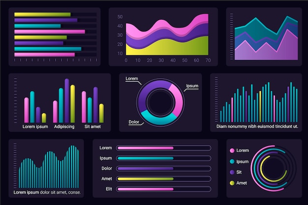 Conjunto de elementos infográficos del tablero