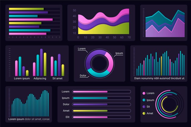 Conjunto de elementos infográficos del tablero
