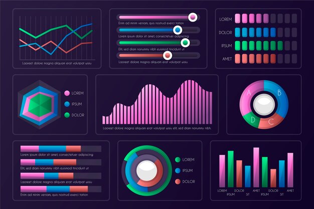Conjunto de elementos infográficos del tablero