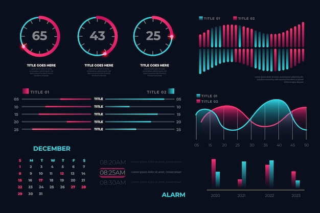 Conjunto de elementos infográficos del tablero