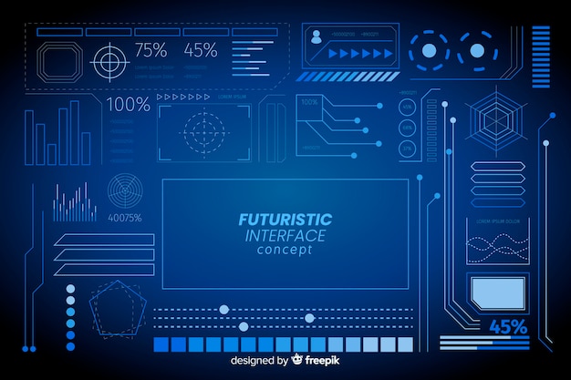 Conjunto de elementos informativos futuristas