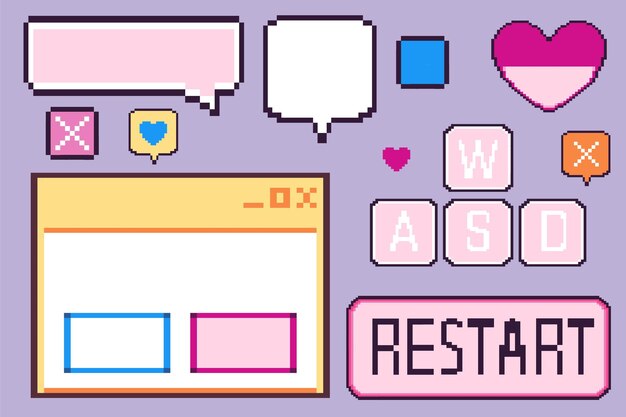 Conjunto de elementos de la interfaz de usuario del software retro