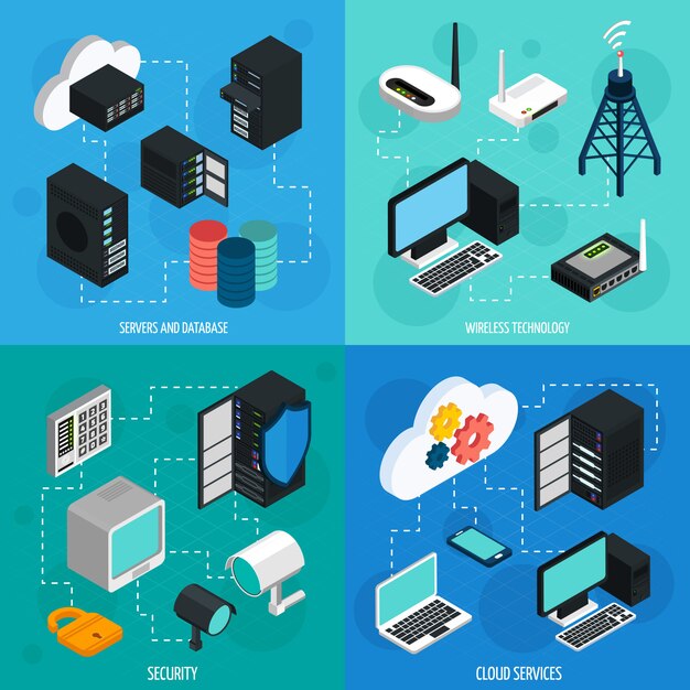 Conjunto de elementos isométricos del centro de datos