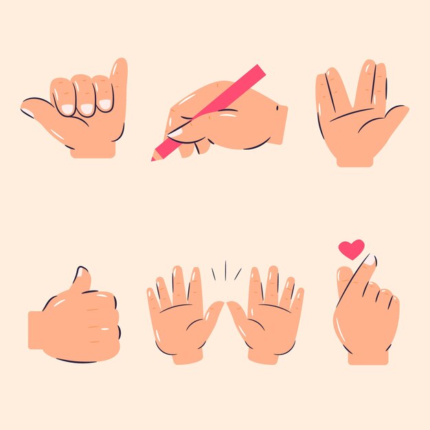 Conjunto de elementos de manos emoji