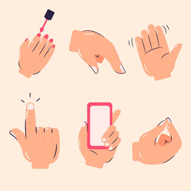 Conjunto de elementos de manos emoji