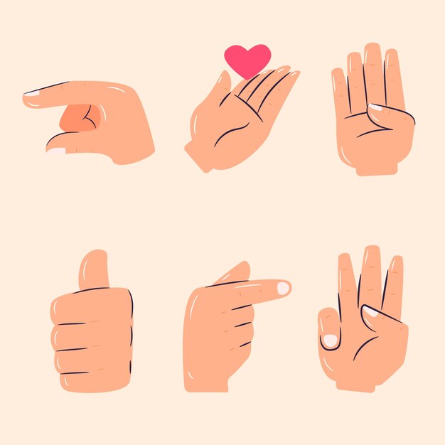 Conjunto de elementos de manos emoji