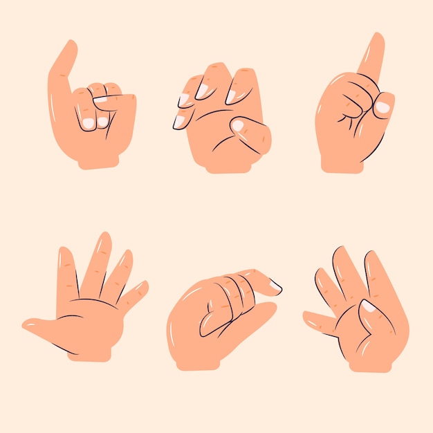 Conjunto de elementos de manos emoji
