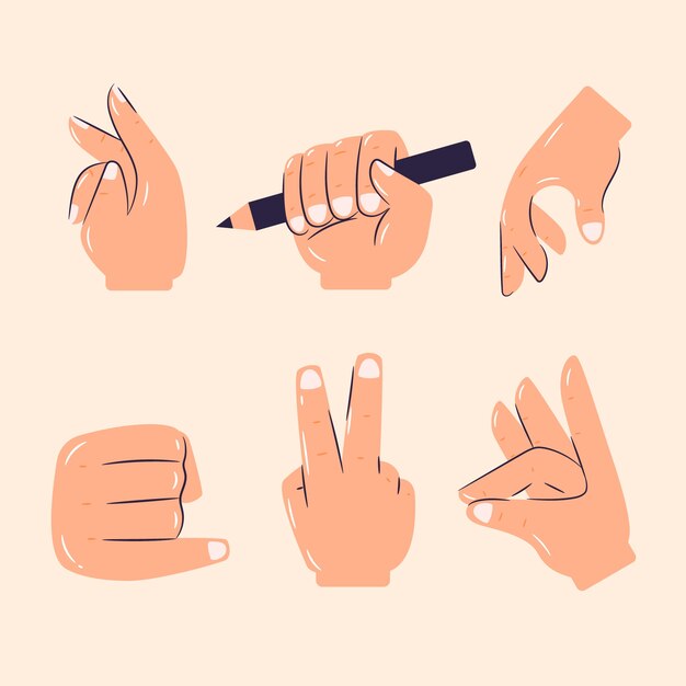 Conjunto de elementos de manos emoji