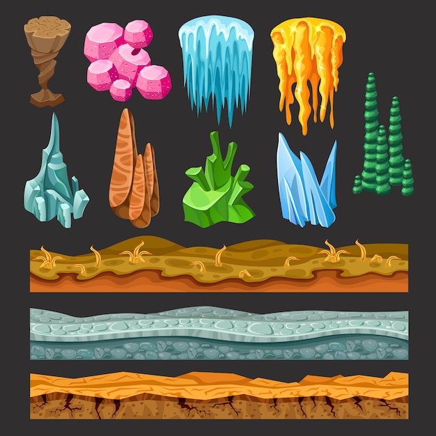 Conjunto de elementos de paisaje de juego colorido