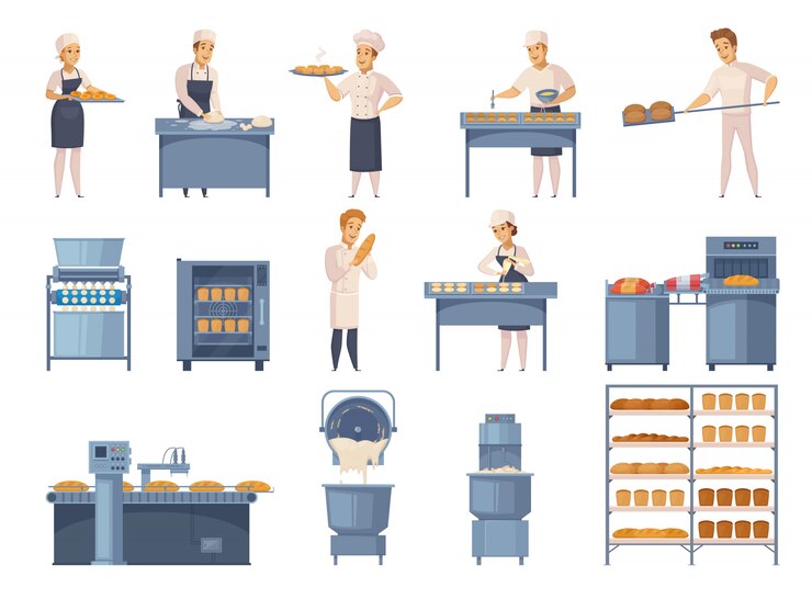 Vector gratuito conjunto de elementos de panadería