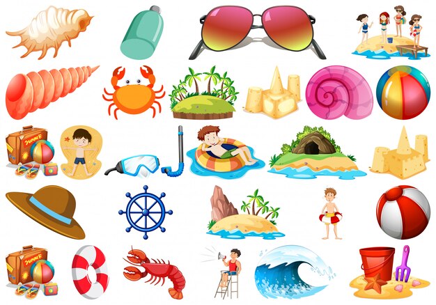 Conjunto de elementos de playa.