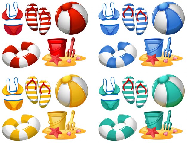Conjunto de elementos de playa.