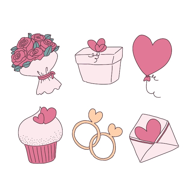 conjunto de elementos de san valentín