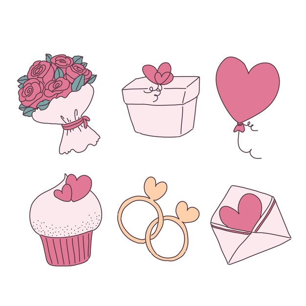 conjunto de elementos de san valentín