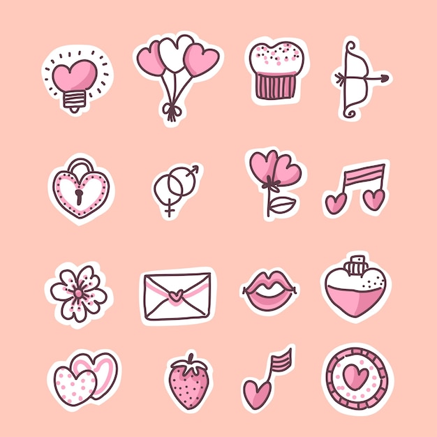 conjunto de elementos de san valentín