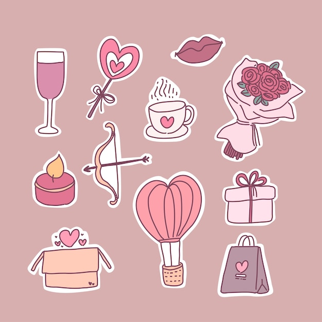 Conjunto de elementos de san valentin
