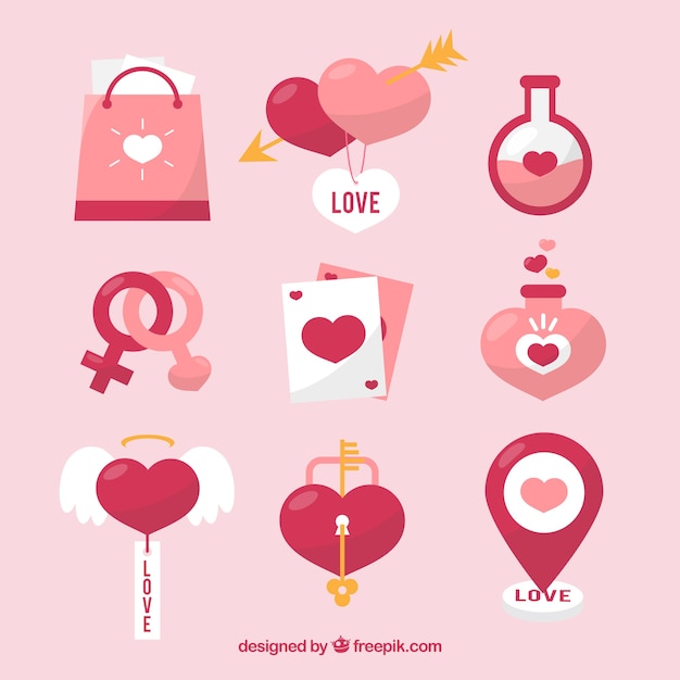 Conjunto de elementos de San Valentín