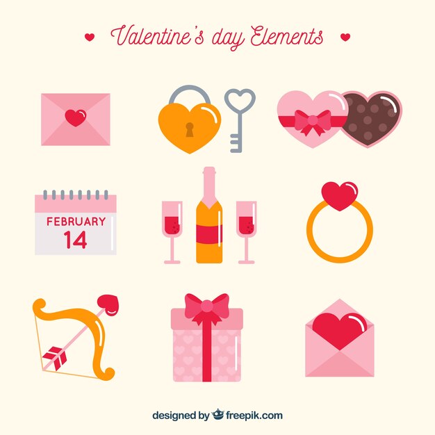 Conjunto de elementos de San Valentín