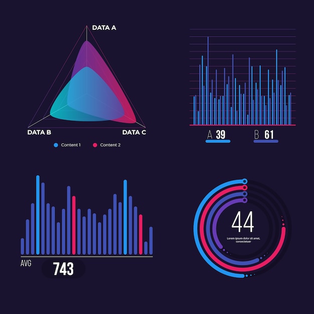 Vector gratuito conjunto de elementos de tablero infográfico