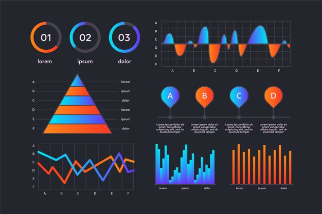 Conjunto de elementos de tablero infográfico
