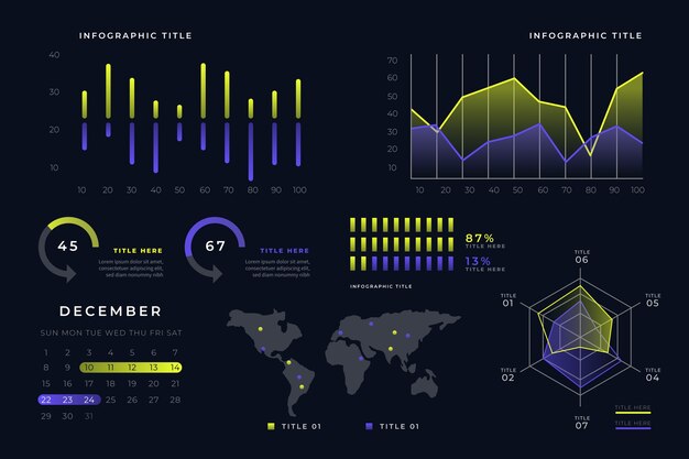 Conjunto de elementos de tablero infográfico