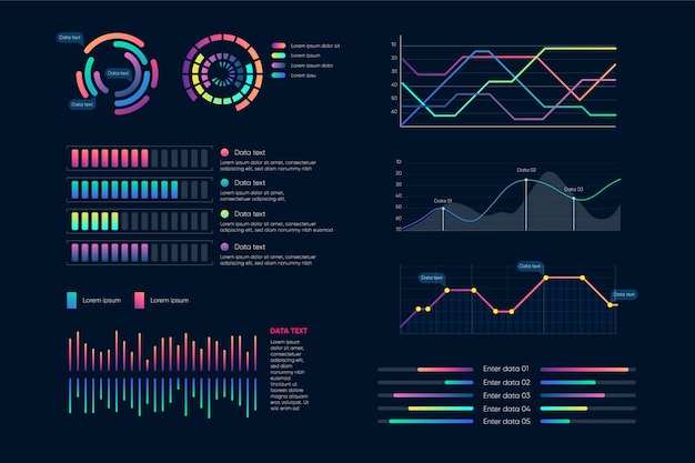 Conjunto de elementos de tablero infográfico