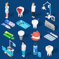 Vector gratuito conjunto de elementos de trabajo dental