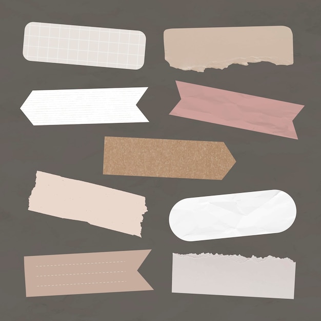 Conjunto de elementos vectoriales de cinta washi digital, paquetes de pegatinas digitales rosas