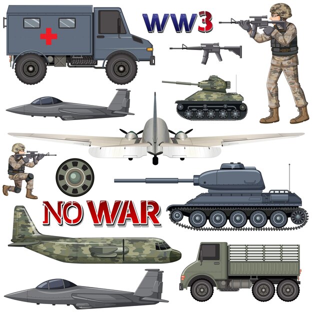 Conjunto de elementos y vehículos militares