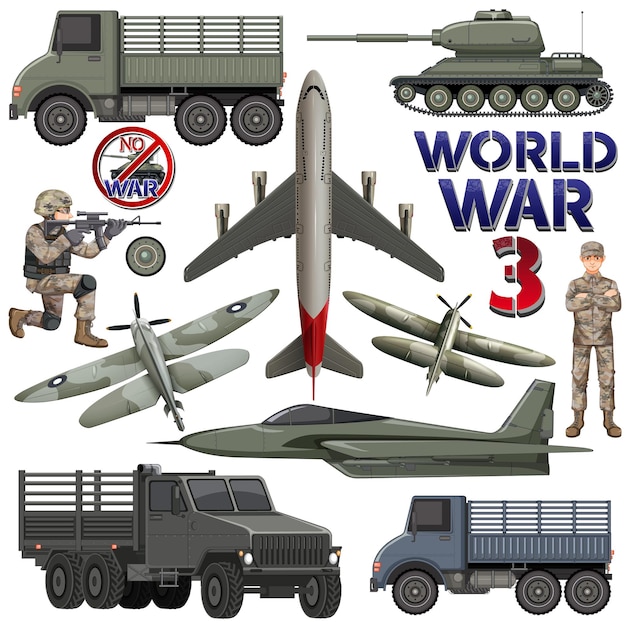 Conjunto de elementos y vehículos militares