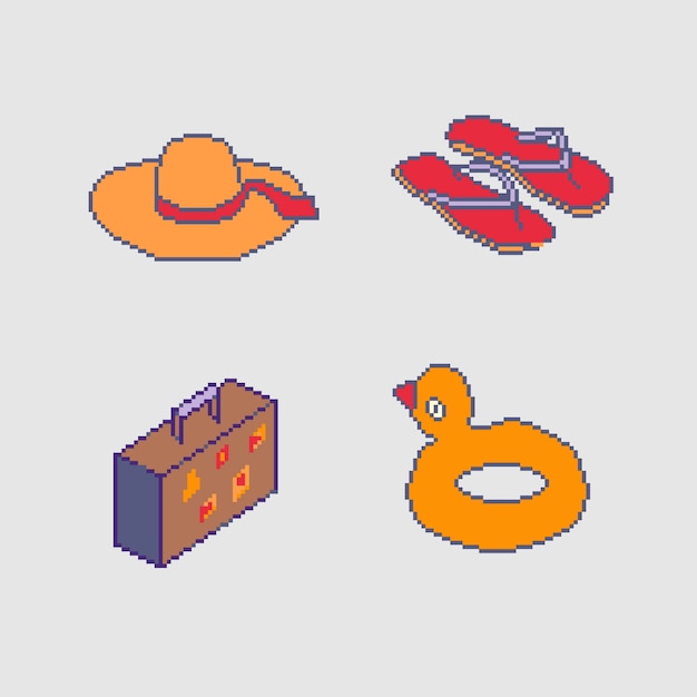 Conjunto de elementos de verano de pixel art