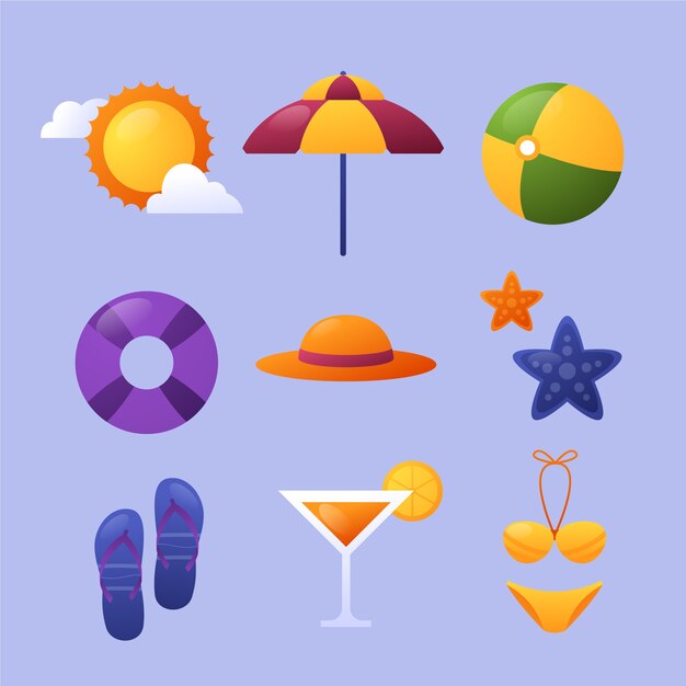 Conjunto de elementos de verano