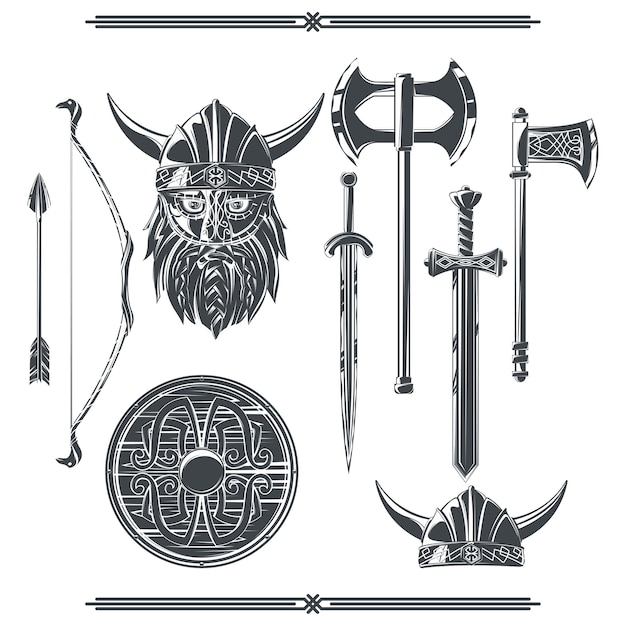 Vector gratuito conjunto de elementos de viking.