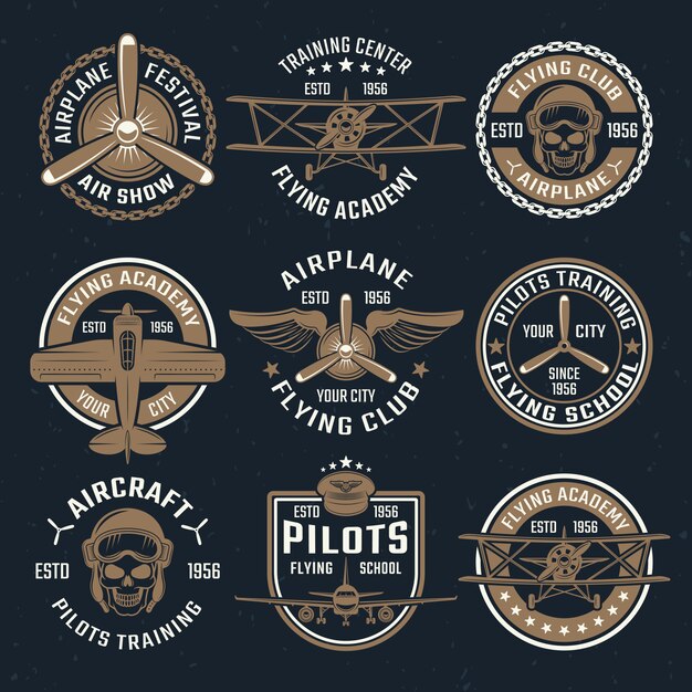 Conjunto de emblema de avión marrón