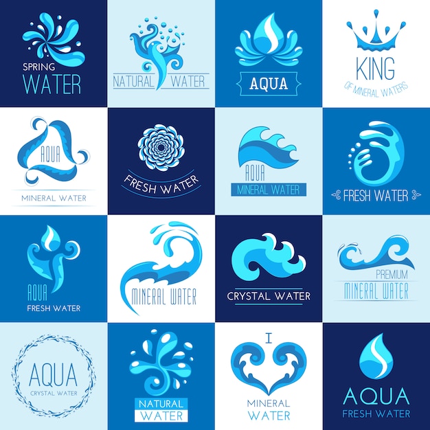 Conjunto de emblemas de agua