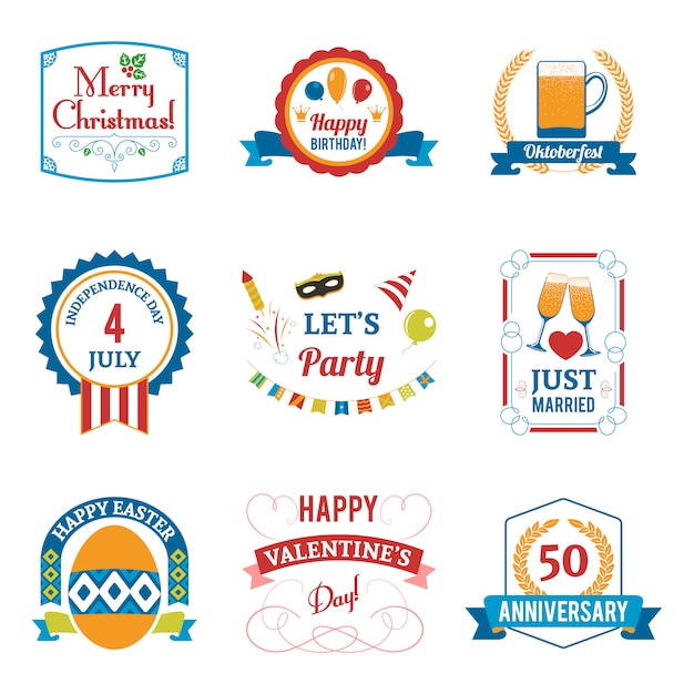 Vector gratuito conjunto de emblemas de celebración navideña